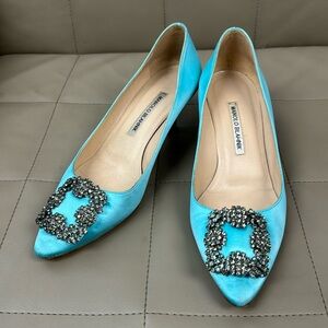 Manolo Blahnik teal heel size 38